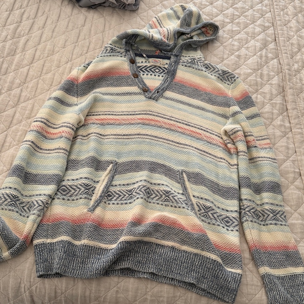 Faherty Men’s S Cove Sweater Poncho Blue